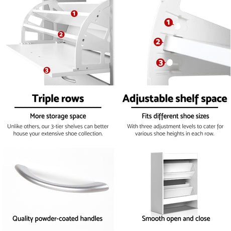 Dunkeld Flip Drawer Shoe Cabinet, White 2pcs image 7