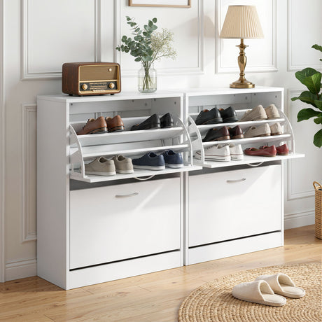Dunkeld Flip Drawer Shoe Cabinet, White 2pcs image 8