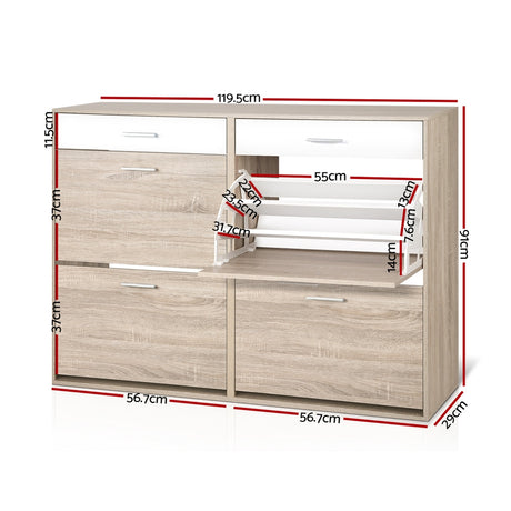 Artiss SARA 36-Pair Adjustable Pine Shoe Rack Cabinet — Allure Home Collections