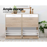 Artiss SARA 36-Pair Adjustable Pine Shoe Rack Cabinet — Allure Home Collections