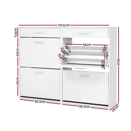 Woorndoo 36 Pair Shoe Cabinet, White