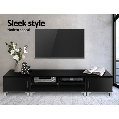 Artiss Danson 190cm Black Entertainment Unit with Dual Side Cabinets — Allure Home Collections