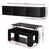 Yarra Glen TV Unit and Coffee Table Set, Black