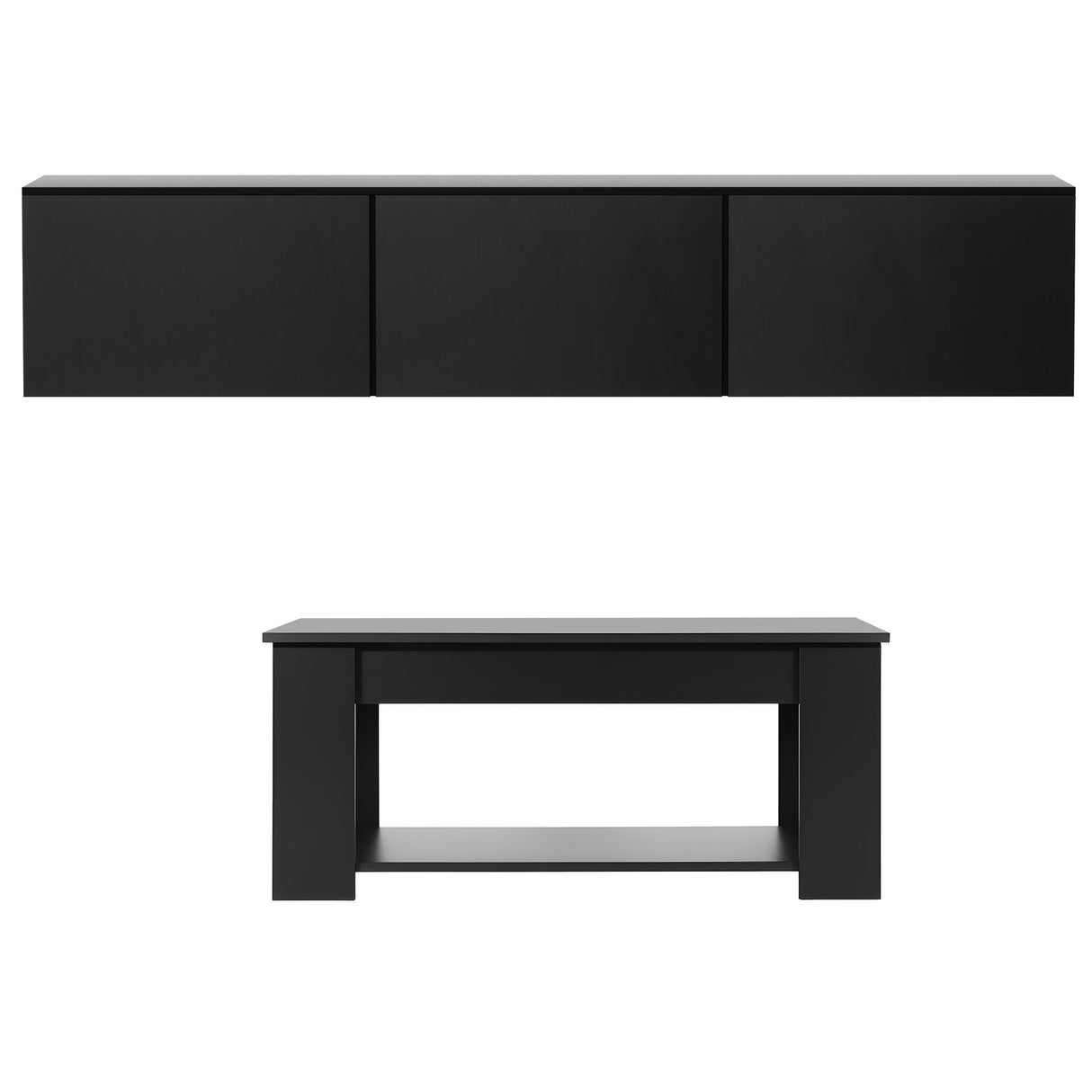 Yarra Glen TV Unit and Coffee Table Set, Black