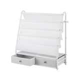 Mapourika white metal frame kids bookshelf with display tiers and base drawer