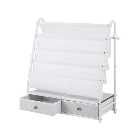 Kids Metal Bookshelf with Fabric Drawers, White