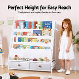 Mapourika Kids Bookshelf, Metal Storage Rack, White