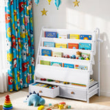 Mapourika Kids Bookshelf, Metal Storage Rack, White