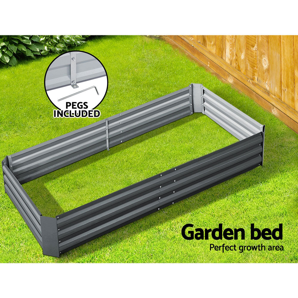 Green Fingers Raised Garden Bed — 210 x 90cm Galvanised Steel — Allure Home Collections
