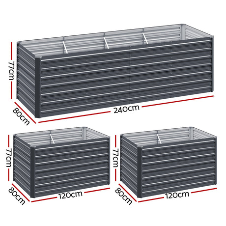 Green Fingers Raised Garden Bed — 240 x 80 x 77cm Tall Galvanised Herb Planter — Allure Home Collections