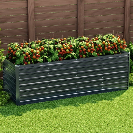 Green Fingers Raised Garden Bed — 240 x 80 x 77cm Tall Galvanised Herb Planter — Allure Home Collections