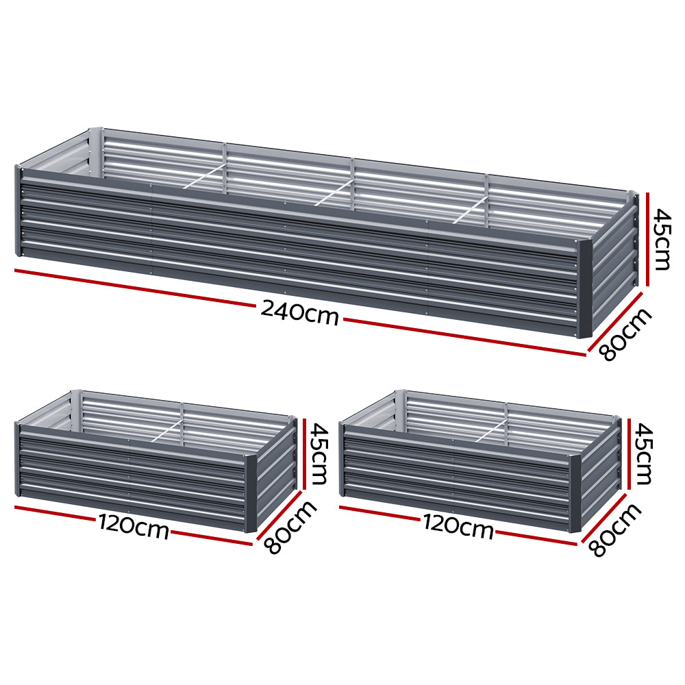 Green Fingers Raised Garden Bed — 240 x 80 x 45cm Galvanised Herb Planter — Allure Home Collections