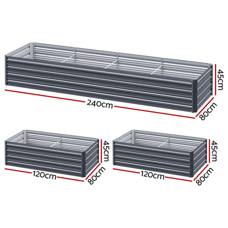 Green Fingers Raised Garden Bed — 240 x 80 x 45cm Galvanised Herb Planter — Allure Home Collections