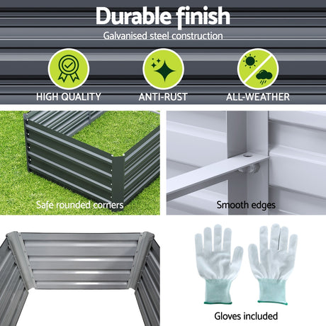 Green Fingers Raised Garden Bed — 240 x 80 x 45cm Galvanised Herb Planter — Allure Home Collections