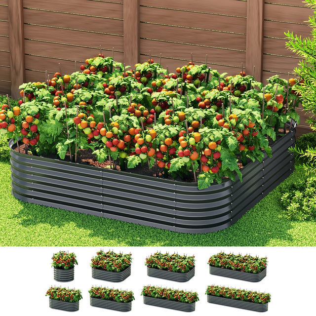 Green Fingers 9-in-1 Modular Raised Garden Bed — 40cm Height, Galvanised Steel — Allure Home Collections
