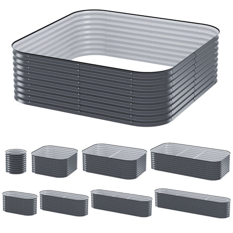 Green Fingers 9-in-1 Modular Raised Garden Bed — 56cm Height, Galvanised Steel — Allure Home Collections