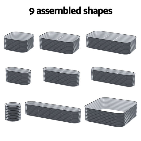 Green Fingers 9-in-1 Modular Raised Garden Bed — 56cm Height, Galvanised Steel — Allure Home Collections