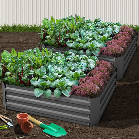 Green Fingers Raised Garden Beds — Pack of 2, 120 x 90cm Galvanised Steel — Allure Home Collections
