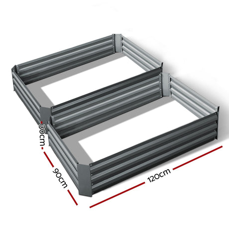Green Fingers Raised Garden Beds — Pack of 2, 120 x 90cm Galvanised Steel — Allure Home Collections