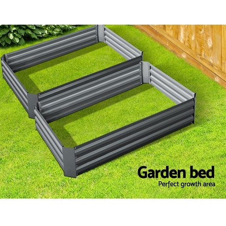 Green Fingers Raised Garden Beds — Pack of 2, 120 x 90cm Galvanised Steel — Allure Home Collections