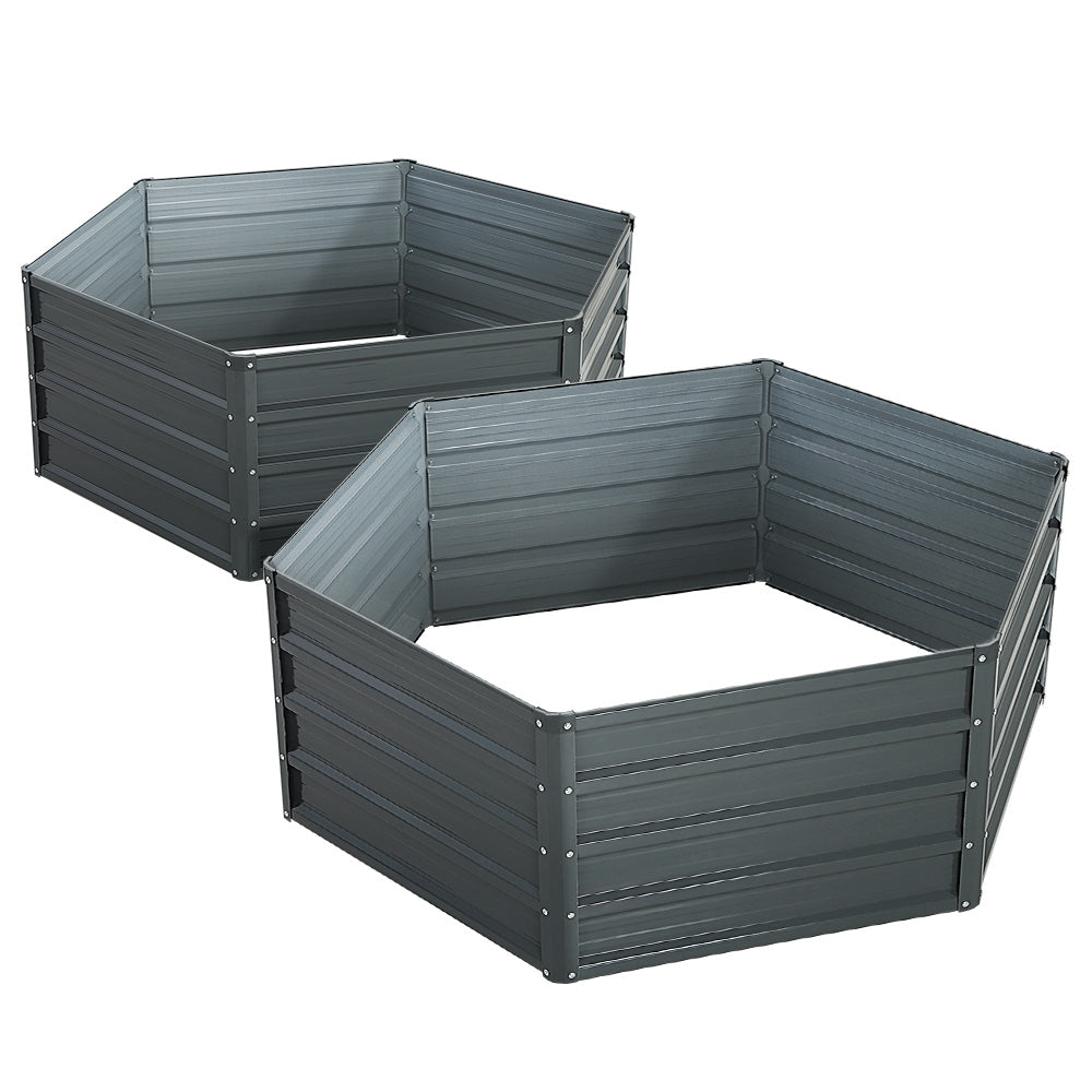 Green Fingers Square Raised Garden Beds — Pack of 2, 130 x 130 x 46cm Galvanised — Allure Home Collections