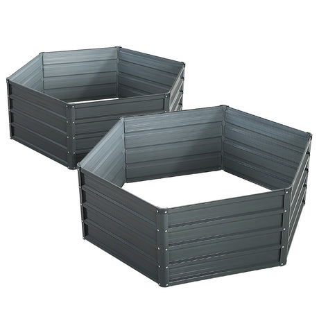 Green Fingers Square Raised Garden Beds — Pack of 2, 130 x 130 x 46cm Galvanised — Allure Home Collections