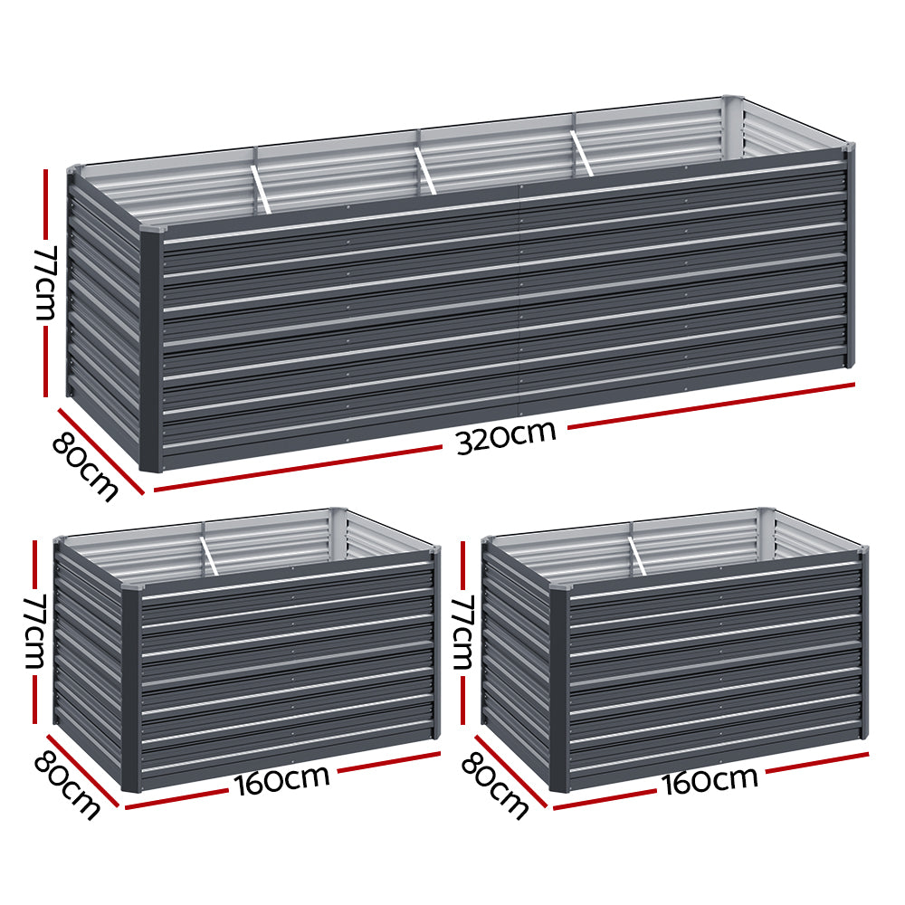 Green Fingers Raised Garden Bed — 320 x 80 x 77cm Tall Galvanised Herb Planter — Allure Home Collections