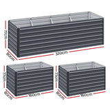 Green Fingers Raised Garden Bed — 320 x 80 x 77cm Tall Galvanised Herb Planter — Allure Home Collections