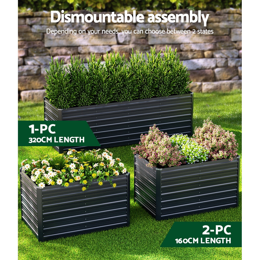 Green Fingers Raised Garden Bed — 320 x 80 x 77cm Tall Galvanised Herb Planter — Allure Home Collections
