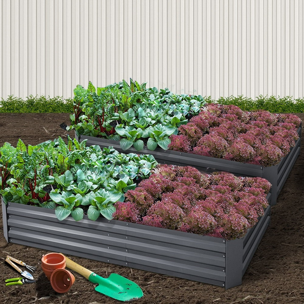 Green Fingers Raised Garden Beds — Pack of 2, 210 x 90cm Galvanised Steel — Allure Home Collections