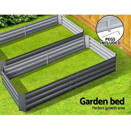 Green Fingers Raised Garden Beds — Pack of 2, 210 x 90cm Galvanised Steel — Allure Home Collections