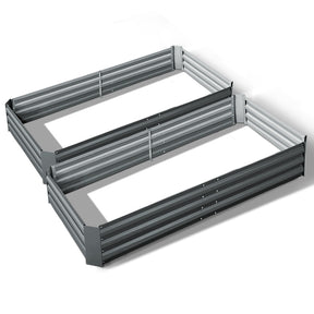 Narrandera pair of large galvanised steel raised garden beds, 210 by 90cm, in a garden