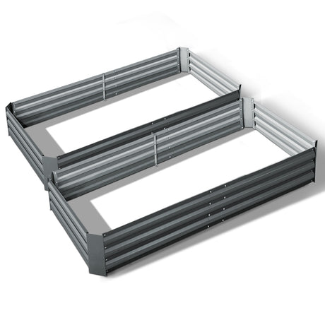 Green Fingers Raised Garden Beds — Pack of 2, 210 x 90cm Galvanised Steel — Allure Home Collections