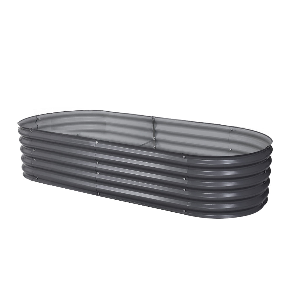 Green Fingers Oval Raised Garden Bed — 160 x 80 x 42cm Galvanised Steel — Allure Home Collections