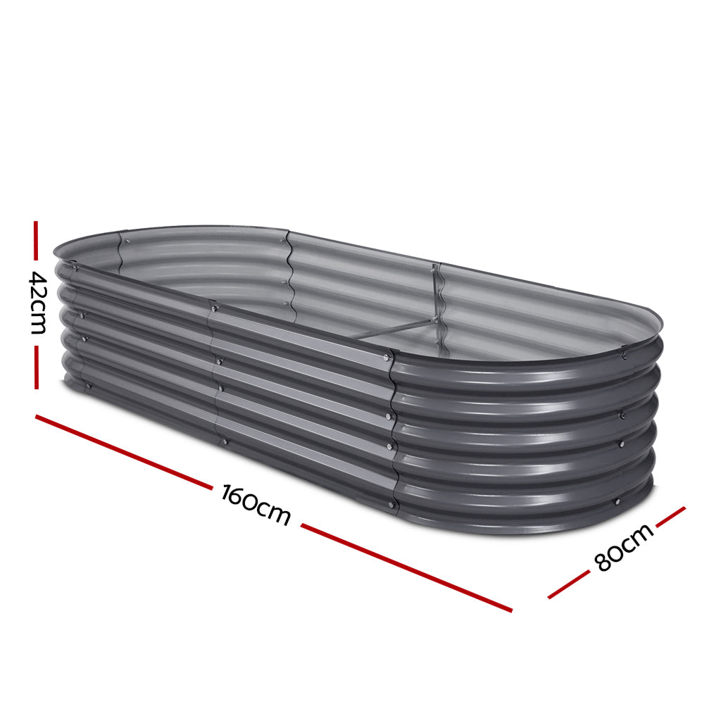 Green Fingers Oval Raised Garden Bed — 160 x 80 x 42cm Galvanised Steel — Allure Home Collections