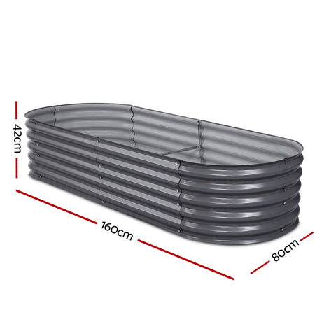 Green Fingers Oval Raised Garden Bed — 160 x 80 x 42cm Galvanised Steel — Allure Home Collections