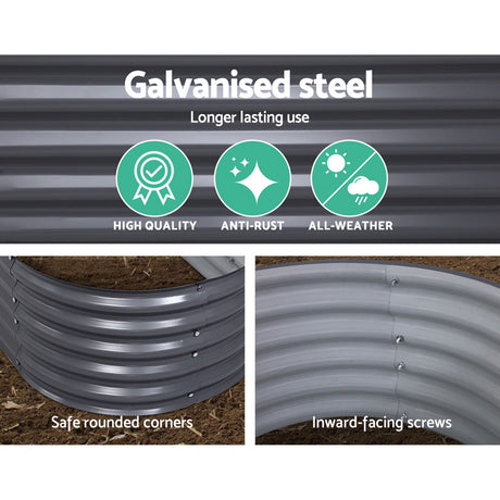 Green Fingers Oval Raised Garden Bed — 160 x 80 x 42cm Galvanised Steel — Allure Home Collections