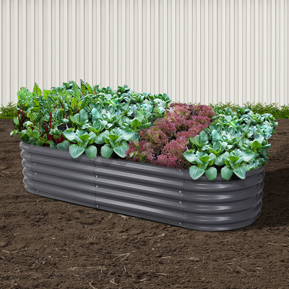 Green Fingers Oval Raised Garden Bed — 160 x 80 x 42cm Galvanised Steel — Allure Home Collections