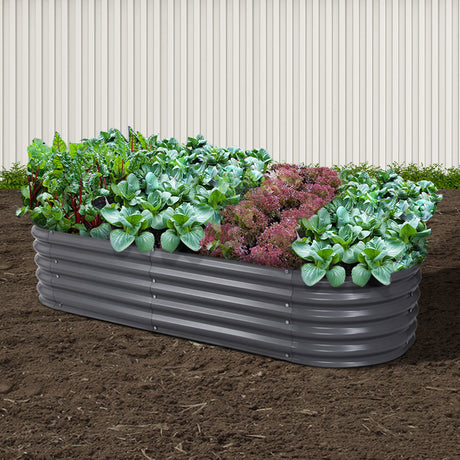 Green Fingers Oval Raised Garden Bed — 160 x 80 x 42cm Galvanised Steel — Allure Home Collections