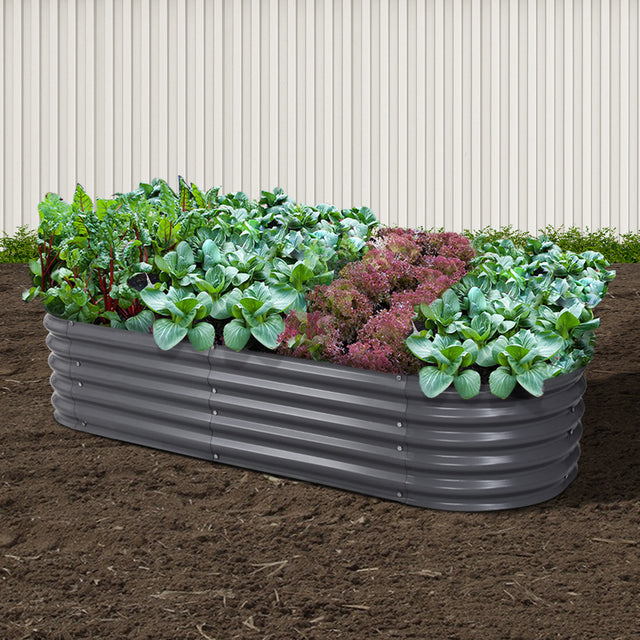 Green Fingers Oval Raised Garden Bed — 160 x 80 x 42cm Galvanised Steel — Allure Home Collections
