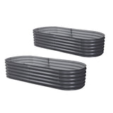 Green Fingers Oval Raised Garden Beds — Pack of 2, 160 x 80 x 42cm Galvanised — Allure Home Collections