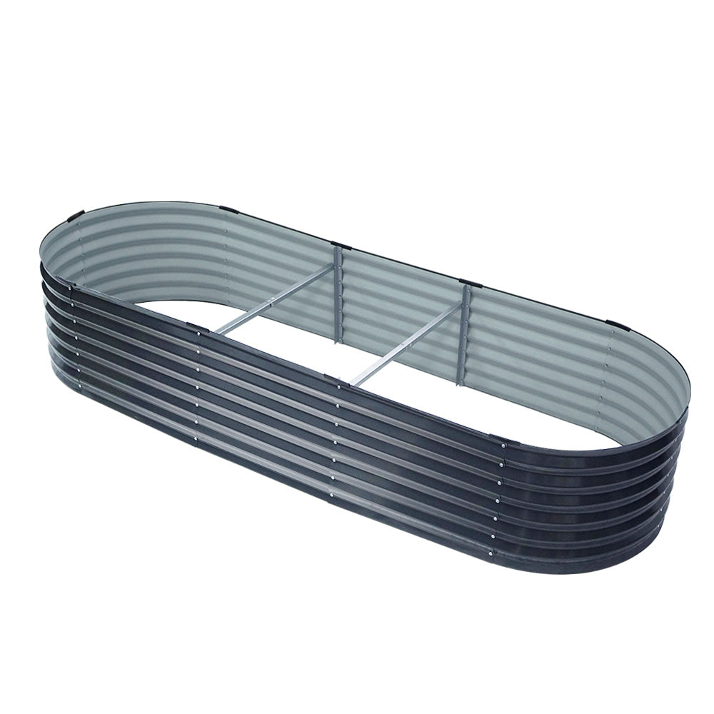 Green Fingers Oval Raised Garden Bed — 240 x 80 x 42cm Galvanised Steel — Allure Home Collections