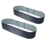 Green Fingers Oval Raised Garden Beds — Pack of 2, 240 x 80 x 42cm Galvanised — Allure Home Collections