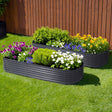 Green Fingers Oval Raised Garden Beds — Pack of 2, 240 x 80 x 42cm Galvanised — Allure Home Collections