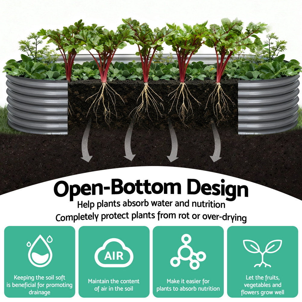 Green Fingers Oval Raised Garden Bed — 320 x 80 x 42cm Galvanised Steel — Allure Home Collections