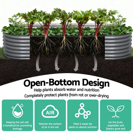 Green Fingers Oval Raised Garden Bed — 320 x 80 x 42cm Galvanised Steel — Allure Home Collections