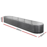 Green Fingers Oval Raised Garden Bed — 320 x 80 x 42cm Galvanised Steel — Allure Home Collections