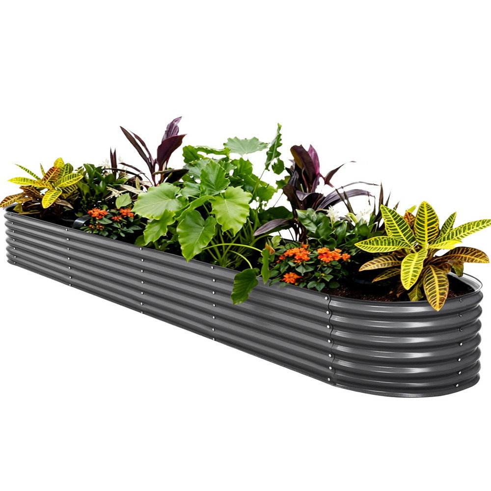 Green Fingers Oval Raised Garden Bed — 320 x 80 x 42cm Galvanised Steel — Allure Home Collections