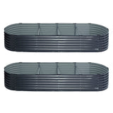Green Fingers Oval Raised Garden Beds — Pack of 2, 320 x 80 x 42cm Galvanised — Allure Home Collections