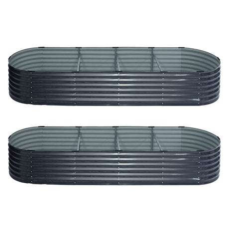 Green Fingers Oval Raised Garden Beds — Pack of 2, 320 x 80 x 42cm Galvanised — Allure Home Collections